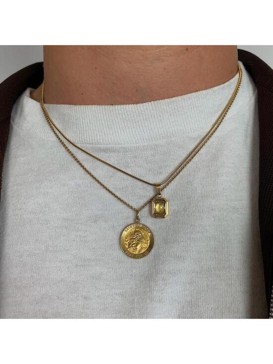 Jewelry - Gold Rope Chain Bronze jewel opal pendant necklace. Gold Plated Stainless